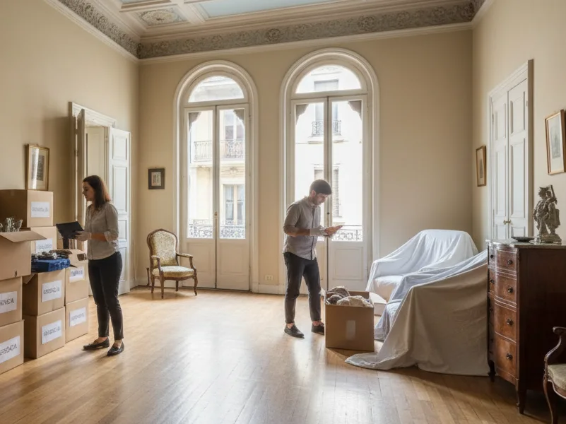 Equip professional de VaciadoDePisos.cat a Sitges realitzant un buidatge al centre històric