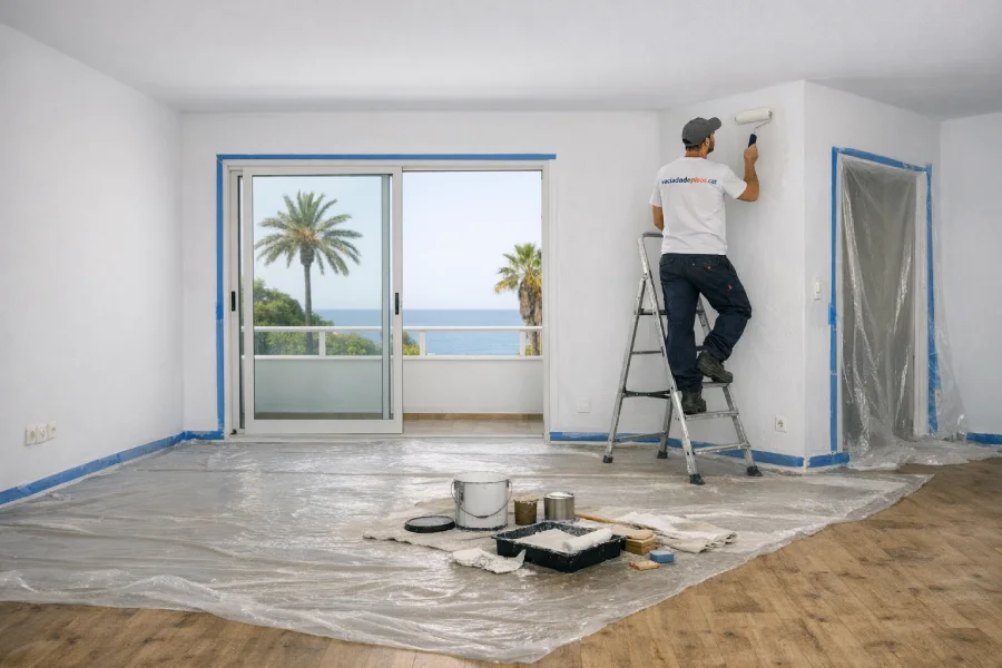Preparació d'apartament per a lloguer vacacional a urbanització Terramar, Sitges